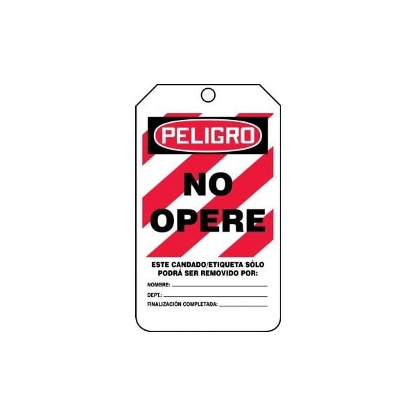 Accuform Spanish Safety Tags, DANGER DO NOT OPERATE, 5.75in x 3.25in, HS-Laminate, 25PK SHMLT400LTP - main